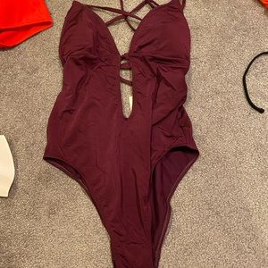 one piece purple swim
